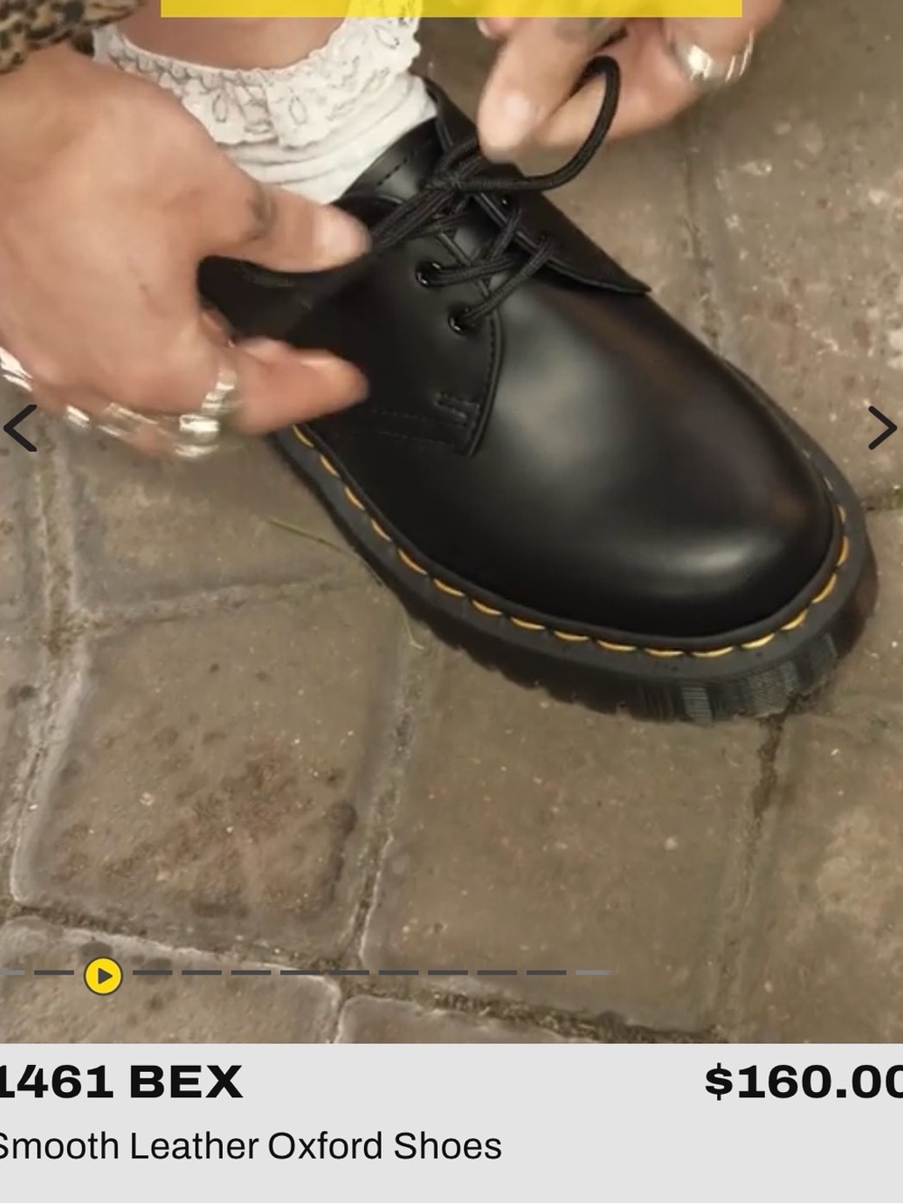 Dr. Martens Black Leather Oxford with Yellow Stitching